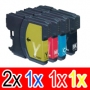Compatible Brother LC-67 Ink Cartridge Set (2BK,1C,1M,1Y) Pack of 5